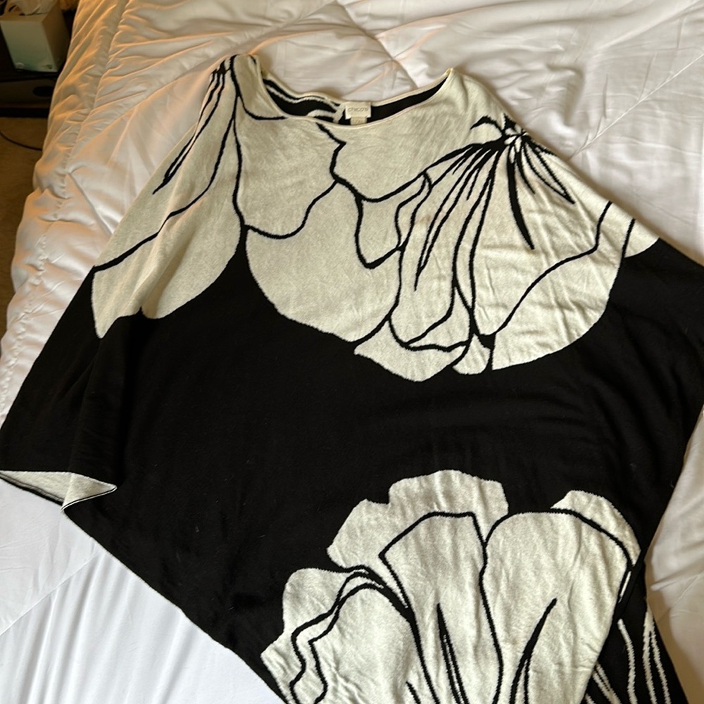 Chico’s poncho, heavy will keep you warm!